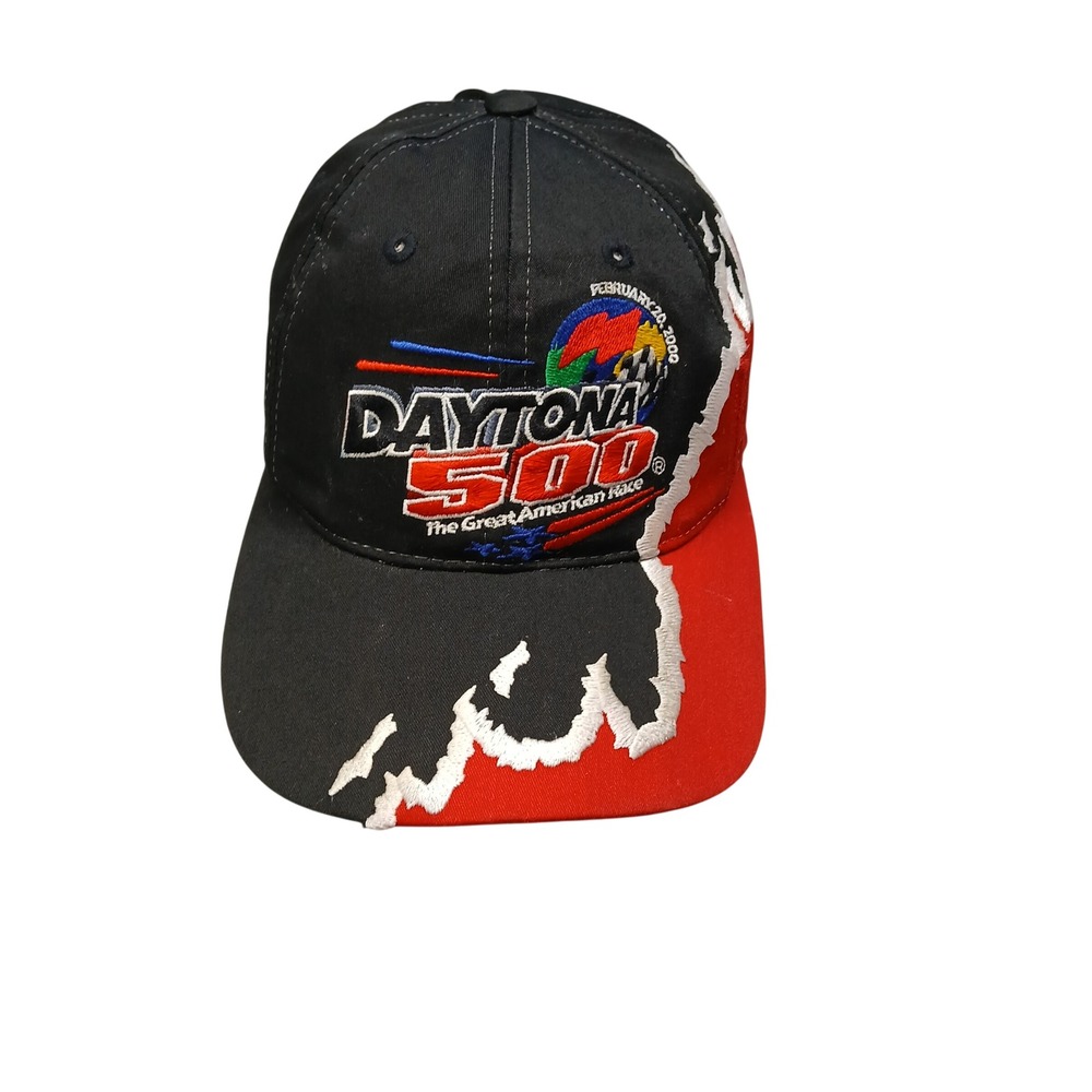 Vintage 2000 Daytona 500 NASCAR Hat Track Gear Black Red Strapback Cap 02/20/00